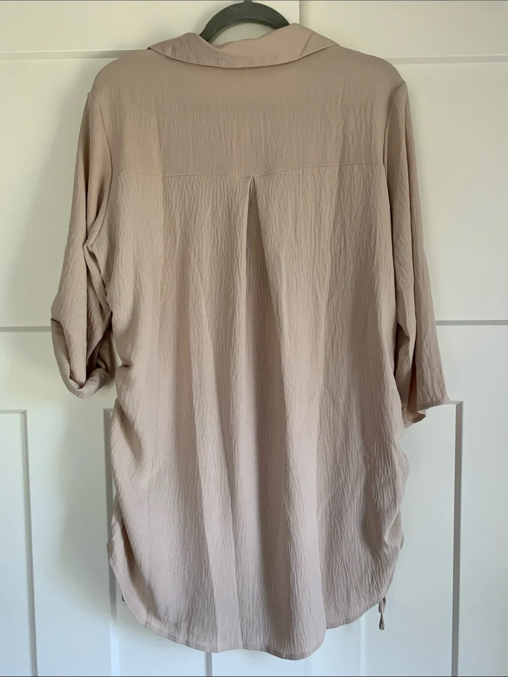Light Taupe Button-Front Swim Cover Up